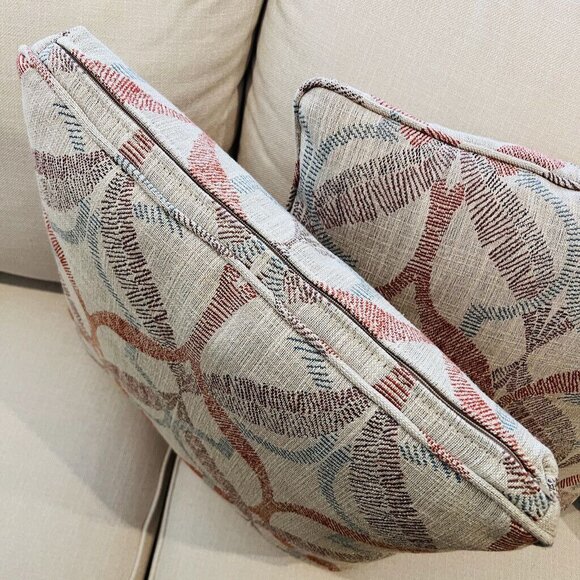 Set of 4 Throw Pillows 20 x 20 Lazy Boy Tan Rust Blue Maroon Grey Removable - Picture 4 of 6